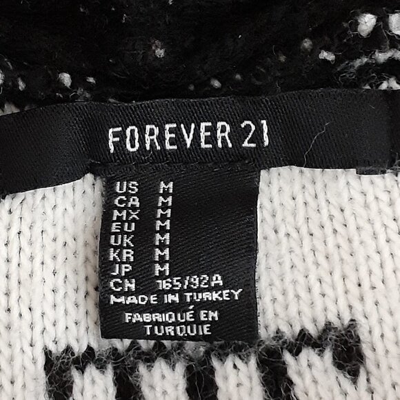 Forever 21 Black/White Button Sweater Cardigan; 3/4 Sleeves; Size M - Picture 3 of 4
